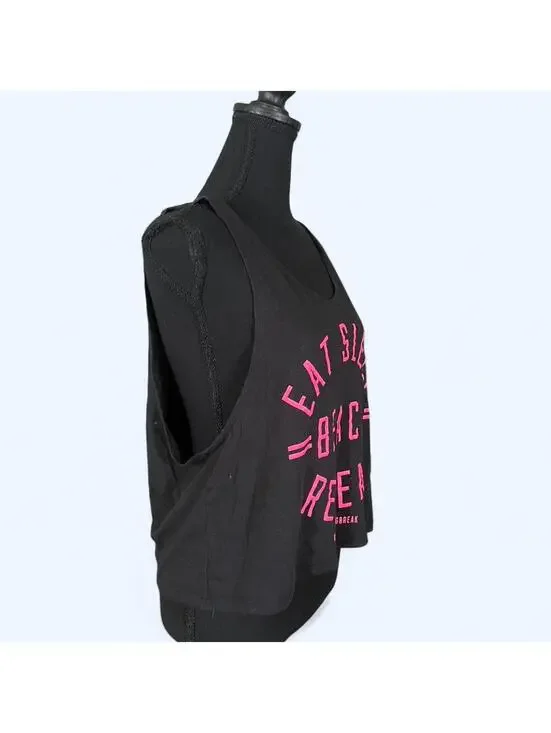 Vintage Y2K Eat Sleep Beach Repeat Black Tank Top Size Medium 🌴 - Picture 3 of 6